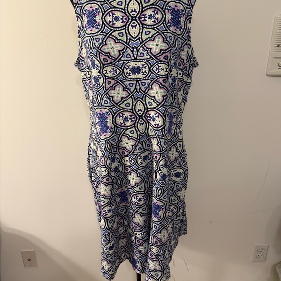 Talbots Dresses & Skirts - Talbots Blue and White Geometric Midi Dress